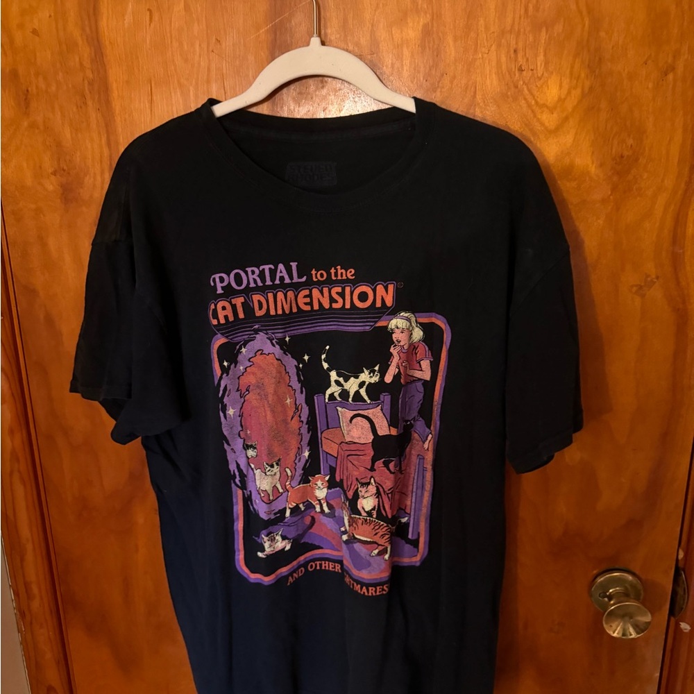 Black Graphic Tee - Portal to the Cat Dimension